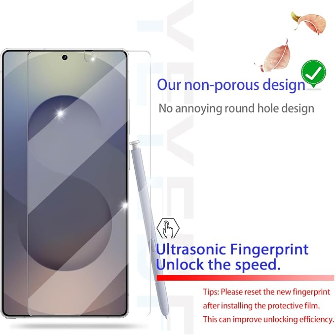 Galaxy S25 Ultra Tempered Glass Screen & Lens Protector 2+2 Pack HD Clear | [Ultrasonic Fingerprint Unlock] [Case Friendly] [Bubble-Free] - Image 4