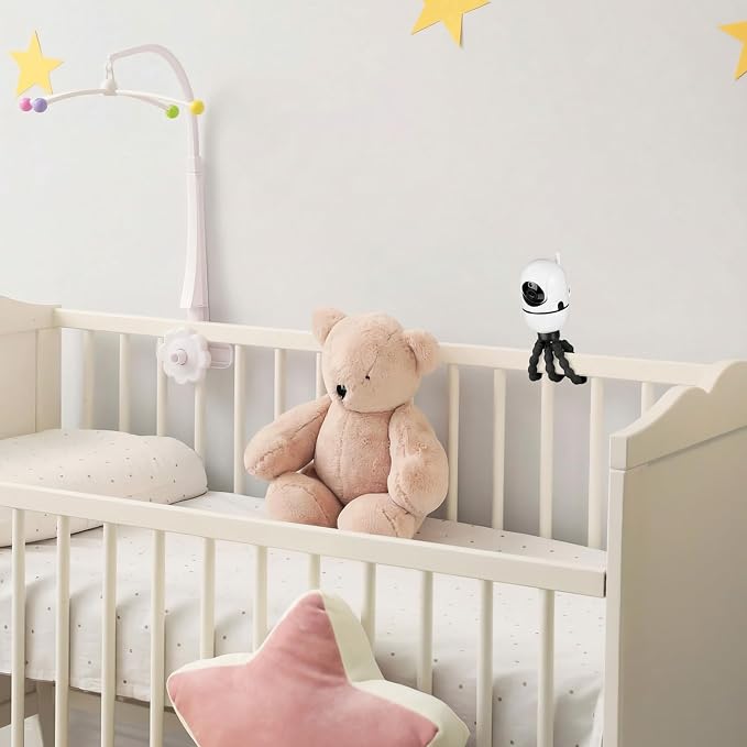 wochel Tripod Baby Monitor Mount for HelloBaby HB65/HB40/ HB6550/ HB6148/ HB6560/HB66/HB6339/HB6550 Pro, ANMEATE SM935E, Flexible Baby Camera Mount Attach Your Camera Wherever You Want (Black) - Image 7