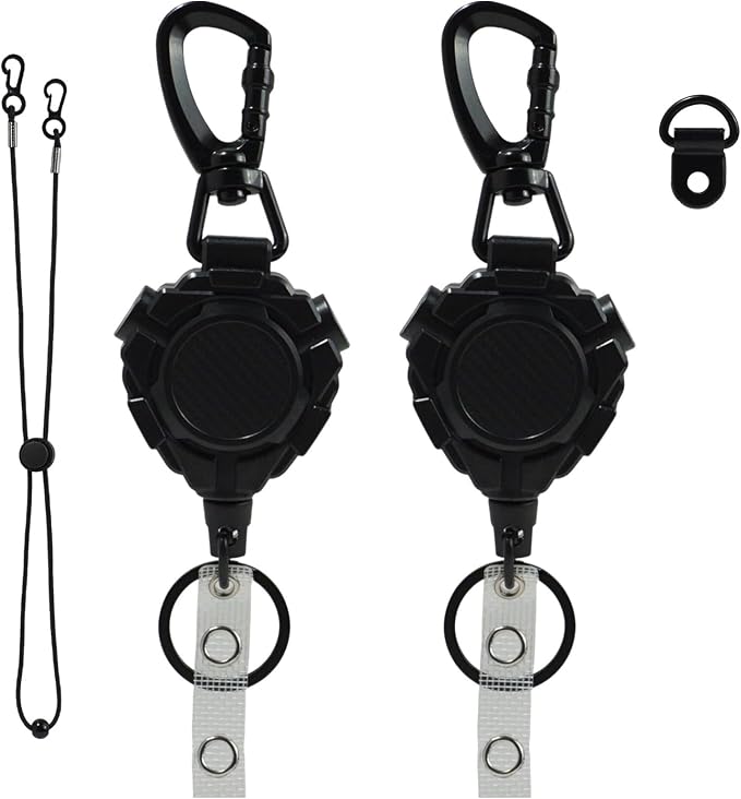 2 Pcs CB Mic Holder Retractable, Heavy Duty Retractable Mic Holder with 32" Stainless Steel Cord, Woven Lanyard and D-Ring Mount by VILPKWMP