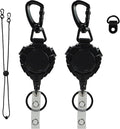 2 Pcs CB Mic Holder Retractable, Heavy Duty Retractable Mic Holder with 32" Stainless Steel Cord, Woven Lanyard and D-Ring Mount by VILPKWMP