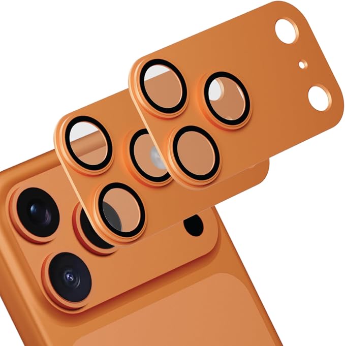for iPhone 17 Pro Camera Lens Protector, 2 Pack | Aerospace-Grade Aluminium | Full Protective Cover | Anti-Glare Sapphire Glass | Colour-Matched Finish Cosmic Orange by MCraftsman