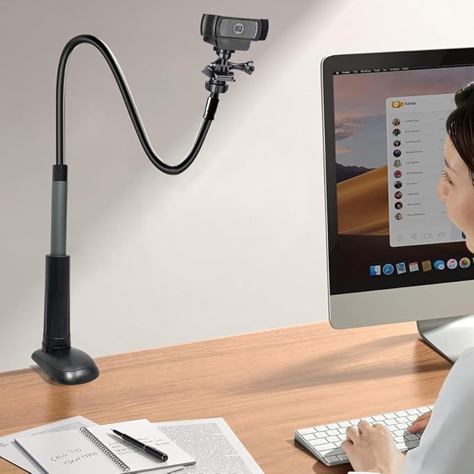 30 Inch Webcam Stand Camera Mount, Upgraded Thick Base Flexible Gooseneck Camera Stand Desk Webcam Mount Clamp for Logitech Webcams C930e C930 C920 C922x C922 Brio 4K C925e C615, Gopro Hero 8 7 6 5 4 - Image 3