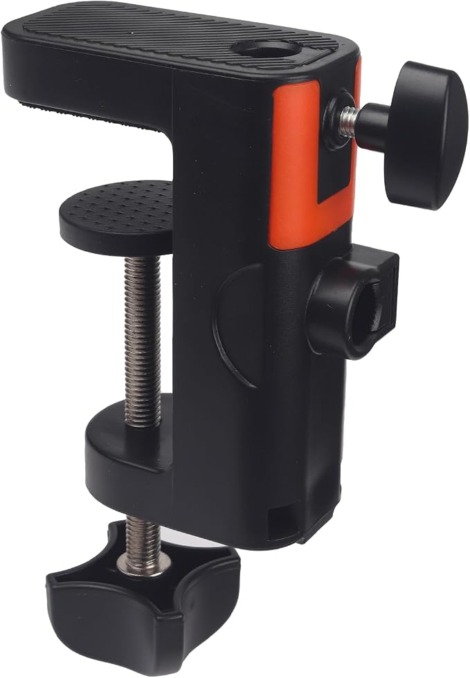 Heavy Duty Table Clamp Mount for Microphone Boom Arm, 2-in-1 C-Clamp Design for Mic Stand, Overhead Camera Arm, Desk Lamp Base – Fits up to 2.56 inch/6.5cm Desktop Thickness, 1 PCS by Unknown