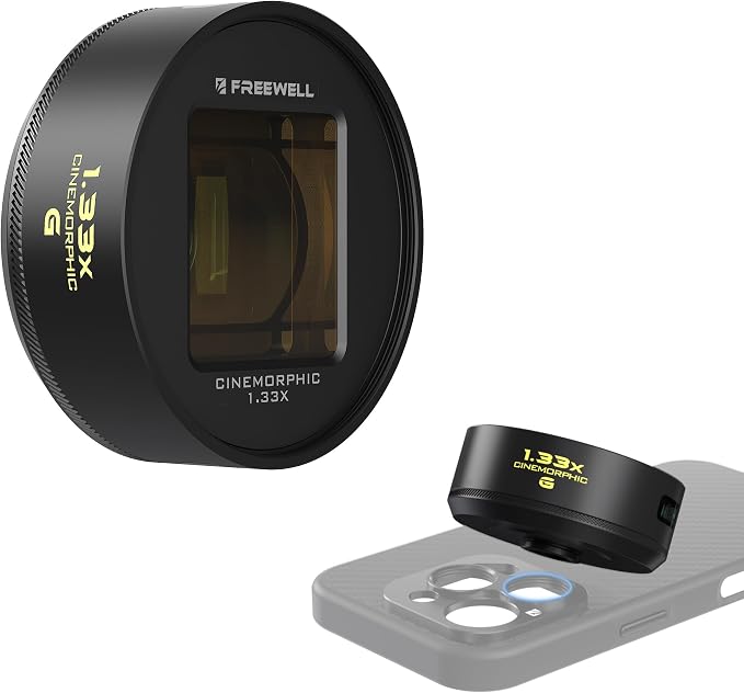 Freewell 1.33x Gold Anamorphic Lens for 17mm Mount iPhone, Samsung | Cinematic Smartphone Lens with Wide Aspect, Rich Gold Flare, and Enhanced Film Look by Freewell