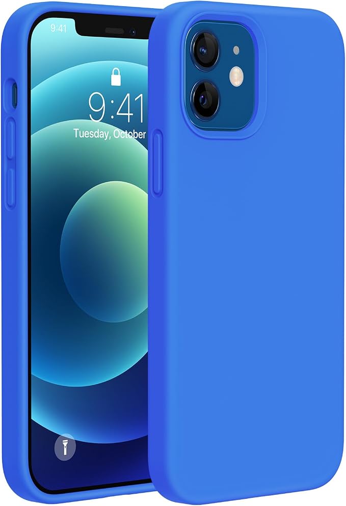 Miracase Silicone for iPhone 12 Case/iPhone 12 Pro Case, Mediterranean Blue | Liquid Silicone Gel Rubber Shockproof Drop Protection Phone Case for iPhone 12/12 Pro 6.1 inch by Miracase