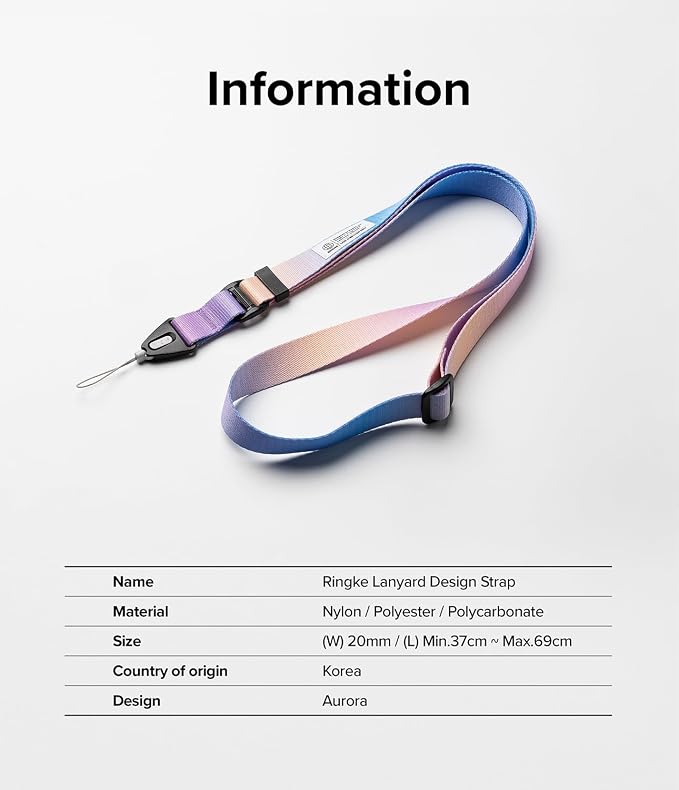 Ringke Phone Lanyard [Lanyard Strap Aurora] for Camera | Travel Essentials, One-Touch Buckle, Premium Material Phone & Camera Accessories, Adjustable Sturdy Universal Neck Strap - Image 9
