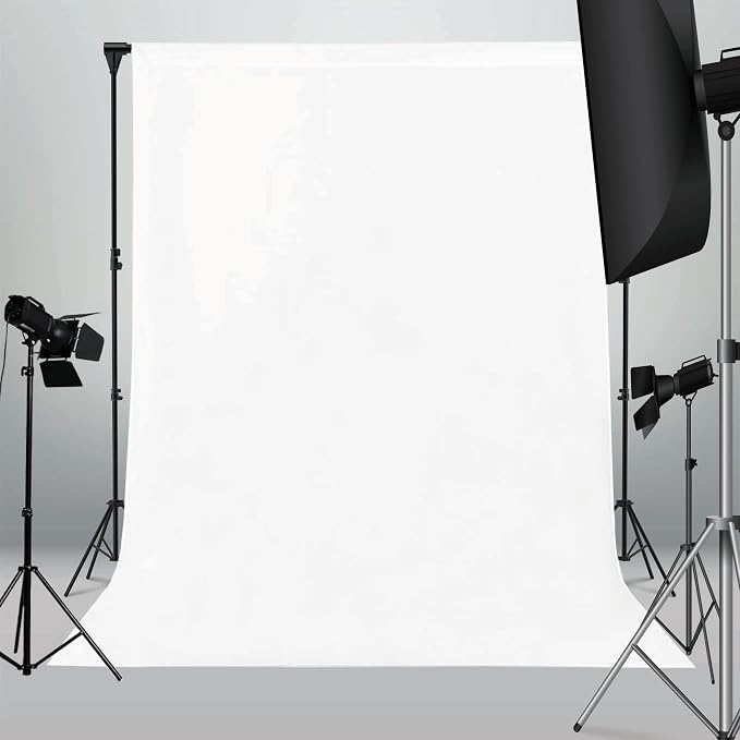 8x10ft White Backdrop for Photography, Pocket Design Photo Booth Background for Portrait Photoshoot, Party Decorations and Video Studio Background, White Backdrop Curtain for Soft Fabric Drapes by Naykaly