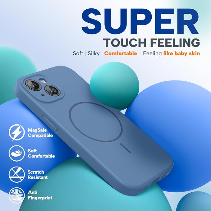 miracase Compatible with iPhone 15 Case, [Soft Anti-Scratch Microfiber Lining], Liquid Silicone Case Gel Rubber Shockproof Drop Protection Phone Case for iPhone 15, Glass Blue - Image 5
