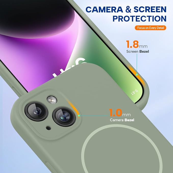 miracase Magnetic for iPhone 14 Plus Case, [Soft Anti-Scratch Microfiber Lining], Compatible with MagSafe, Silicone Shockproof Protection Phone Case for iPhone 14 Plus,Patina Green - Image 8