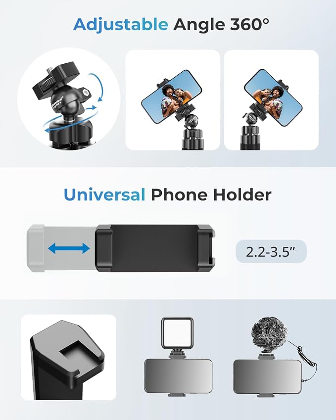 UBeesize Phone Tripod Pro S, Flexible Desk Stand with Wireless Remote, Mini Holder for Camera and GoPro - Image 3