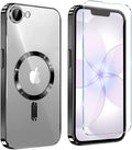 Magnetic Glossy Case for iPhone 17e,iPhone17e/16e Phone Case Slim Clear Luxury with Screen Protector & Camera Protector [Compatible with MagSafe], Shockproof Cover for iPhone Case 17e-Black by Unknown