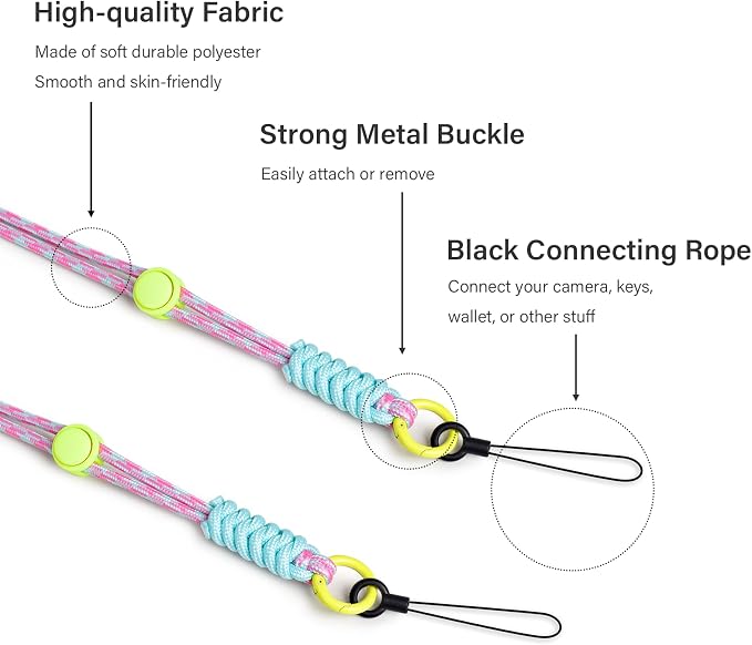 VOVMOEYA Camera Strap,Long Neck Strap for Fujifilm Mini 12/11/9/8/7+,Shoulder Strap camera strap Long Crossbody Lanyard Camera/Badge Holder/Keys/Wallet Multi-Function Lanyard(powder blue mix) - Image 2