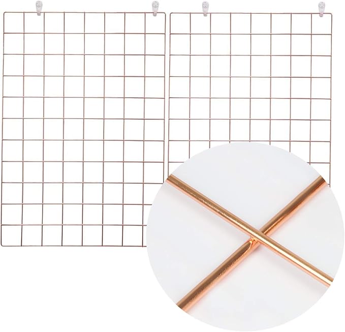 2 Pack Large Wall Grid Panels with Light and Clips, Photo Display Board, Picture Frame Collage Board, Wire Grid Wall Panel Room Decoration,Rose Gold | Picture Frames Collage , Wire Grid Wall Panel Room Decoration - Image 7