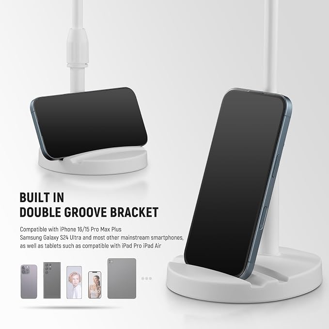NEEWER BASICS 5"/13cm Desk Ring Light with Stand, 10W LED Selfie Light with Phone Holder Base Compatible with iPhone for Video Recording Laptop Webcam Zoom Video Conference Lighting Makeup, White BR60 - Image 6