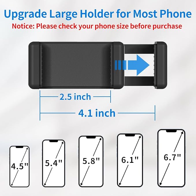 Universal Mic Stand Phone Holder for Microphone Stand Fits Most 3.5" - 7.5" Smartphones - Flexible Cell Phone Holder for Mic Stand, Drum Stand Phone Mount, Music Stand Phone Holders for Any Poles - Image 5