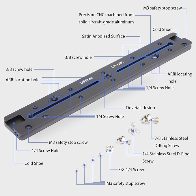 LEFTFOTO 300mm Dovetail Slide Rail,Arca Swiss Type Quick Release Plate - Image 5