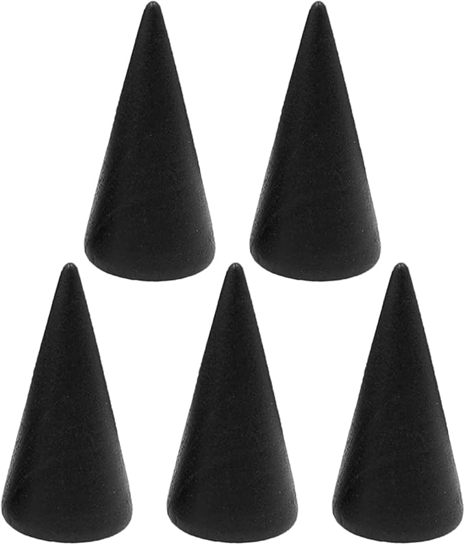 Ring Display Stand 5Pcs Wood Rings Holder Cone Shape Rings Stand Jewelry Display Rack for Business Photoshoot Room Decoration by Unknown