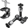 NEEWER 6"/15cm Adjustable Magic Arm with Super Clamp, 1/4" & 3/8" Threads, 1/4" Screws for Flash/LED Light/Microphone/Monitor, Compatible with SmallRig Camera Cage, Max Load: 4.4lb/2kg, ST15C by Neewer