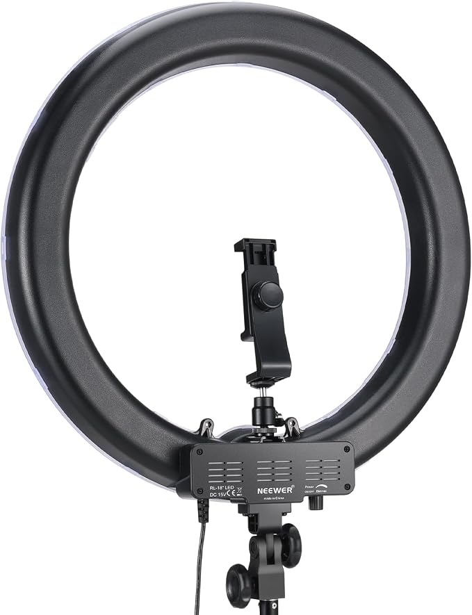 NEEWER 55W 18"/45cm Ring Light Kit [New Version], with Tripod Stand, RL-18 | 5600K Dimmable LED Ringlight, Phone Holder for iPhone, Lighting for Selfie Makeup Lash Tattoo Studio Photo Video Recording - Image 4