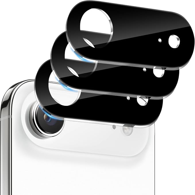 Dengduoduo 3 Pack Camera Lens Protector for iPhone Air, Tempered Glass Lens Cover, Ultra HD, 9H Hardness, Anti-Scratch, Case Friendly [No Affect on Night Shots], Black by Dengduoduo