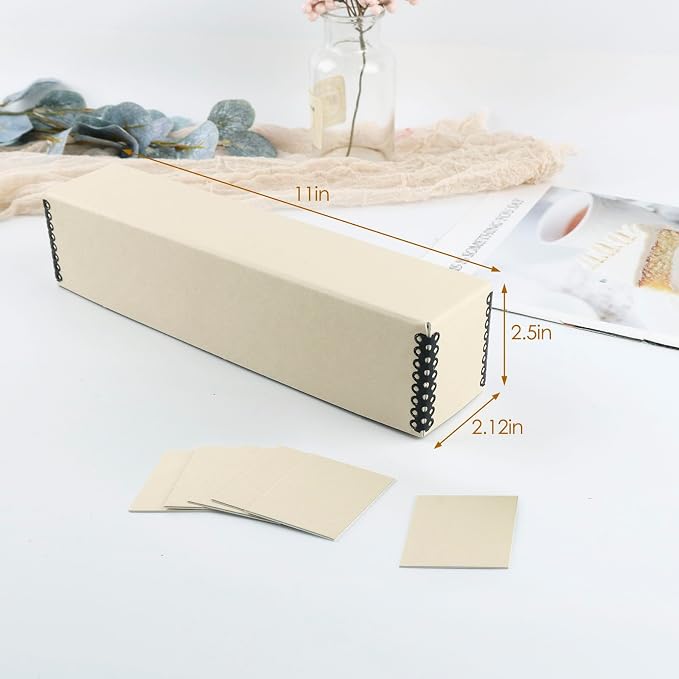 Golden State Art, Archival Slide Storage Case, 2.5"x2.125"x11" -Tan | Acid-Free File Box, Metal Edge Corner, Holds Up to 140 Films, Ideal for Store Photos Negatives and Cards - Image 2