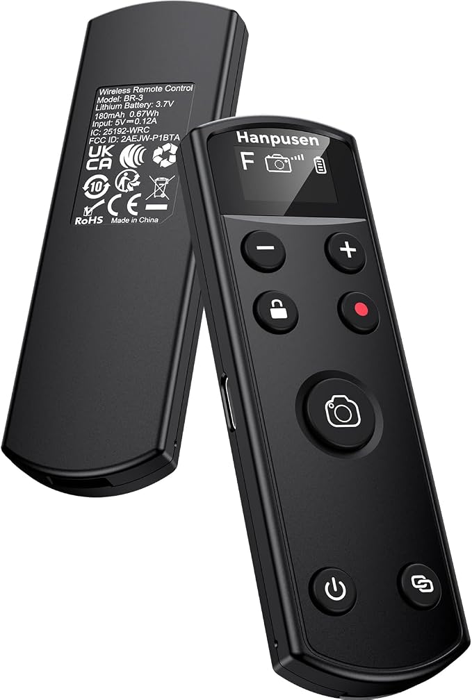 for Fujifilm Camera Remote Control, Hanpusen Rechargeable Wireless Shutter Release with OLED Screen for Fujifilm X100 VI/X-M5/X-T30 II/X-E5/X-T5/X half/X-H2S/X-T30/X-T4/X-T3/X-S20/X-S10/X-T50/X-H2 by HANPUSEN