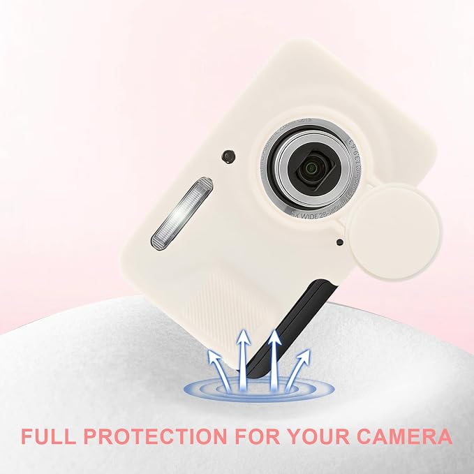 Camera Case for Kodak PIXPRO FZ55 with 2-Pack Screen Protector | Cute Charm Wrist Strap, Soft Silicone Protective Case with Removable Lens Cap for Kodak FZ55 Accessories - Beige - Image 5