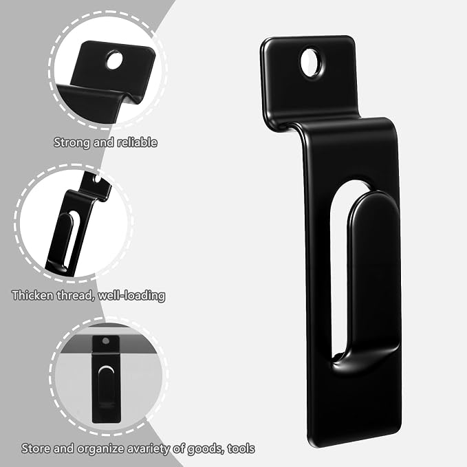 36 Pcs Slatwall Utility Notch Hook, Commercial Metal Display Hooks Hanger for Photo Frame Painting Arts Hanging, Slatwall Panel Accessories, Black - Image 3