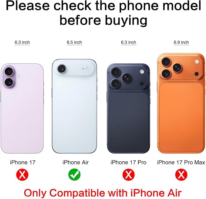 2PCS ASDAWN Back Rear Camera Lens Glass Replacement for iPhone Air 6.5 inch with Pre-Installed Adhesive, Back Lens Glass with Installation Manual + Repair Tool Set - Image 2
