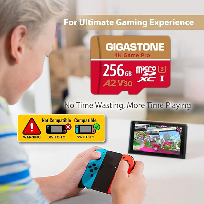 [5-Yrs Free Data Recovery] GIGASTONE 256GB Micro SD Card, 4K Game Pro, MicroSDXC Memory Card for Nintendo-Switch 1, GoPro, Action Camera, DJI, UHD Video, R/W up to 100/60MB/s, UHS-I U3 A2 V30 C10 - Image 5