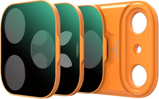 Magnetic UV Filter for iPhone 17 Pro, Snap-On Smartphone Camera Lens Filter with Adhesive Metal Base Mount, HD Optical Glass, Works with Phone Cases & Gimbals (Orange-3pack, iPhone 17Pro) by OfeooAi