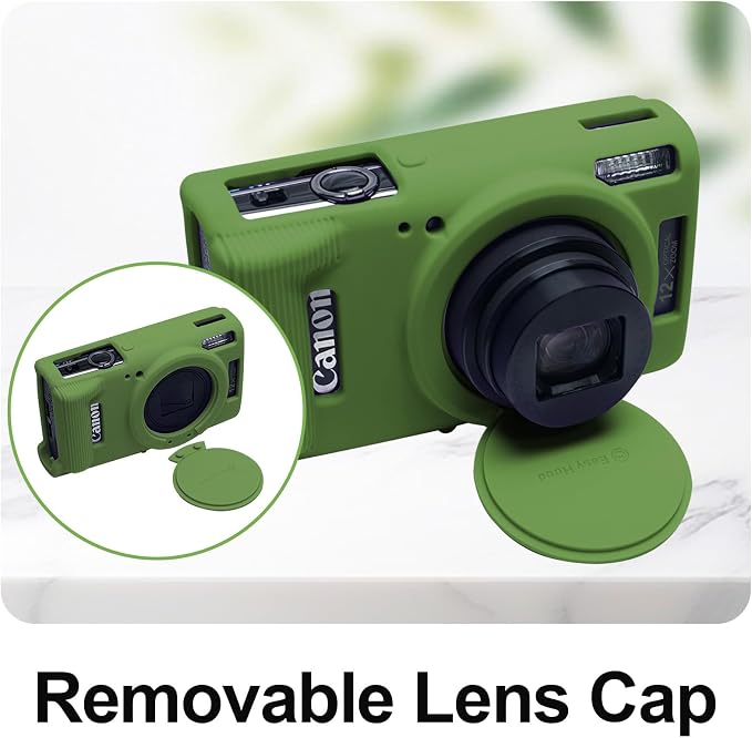 Easy Hood Camera Case for Canon ELPH 360/IXUS 285 HS/IXY 650 Camera,Green | With Removable Lens Cover,Soft Silicone Protective Case,Anti-Scratch,Dustproof,Shockproof,Enhanced Grip,Camera Accessories - Image 2