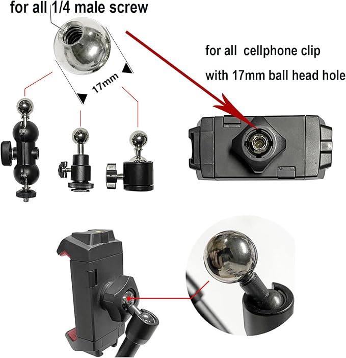 30Pack Camera Tripod Screw Mount Kit 1/4 to 3/8 Inch Adapter Threaded Converter 1/4" Swivel Ball Head and Hot Shoe E Clip for DSLR/Monopod/Flash Light/Quick Release Plate - Image 6