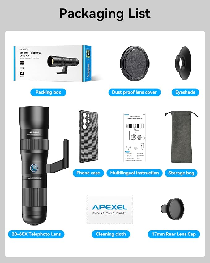 20-60X Zoom Telephoto Lens for Samsung S25 Ultra, Evil Eye High Power HD Telephoto Phone Lens with Phone Case - Image 9