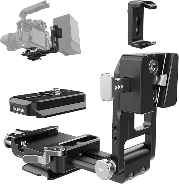 NEEWER V Mount Battery Plate with Arca Type QR Plate, Portable Charger Holder, Foldable V Lock Adapter for NEEWER PS099E, Compatible with DJI RS4 RS3 Gimbal Camera Cage Video Rig Accessories, PS017A by Neewer