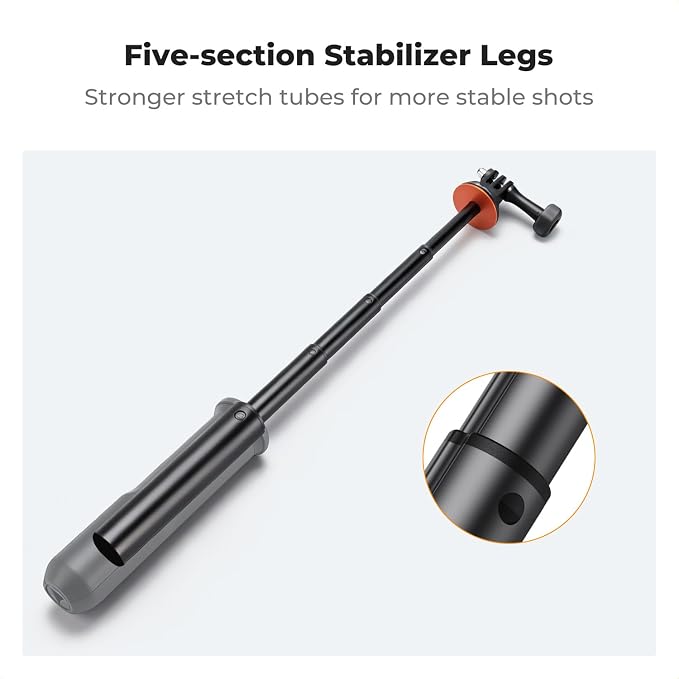 K&F CONCEPT 58.5cm/23inch Portable Adjustable Stand Selfie Stick Tripod | Portable Vlog Handle Grip Action Camera Selfie Stick for GoPro Hero 13/12/11/10/9/8/Max, DJI Osmo Action 6/5/4/3/2/1 - Image 4