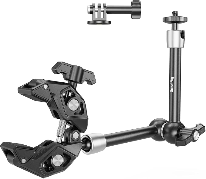 SMALLRIG Magic Arm Clamp Kit, Camera Mount Articulating Friction Arm w Super Clamp, w 1/4"-20 Screw and Thread Hole, for Camera, Light, Monitor, Webcam or Action Camera 1.5kg, for Table, Tube by SmallRig