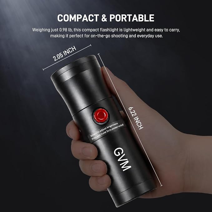 GVM PZ10C RGB Photography Flashlight, 12W Portable LED Video Spotlight, 4 Colors & 20 GOBO Effects, CRI95+, 7500mAh Battery, Handheld Camera Light for Photography, Filming & Studio, USB - Image 2