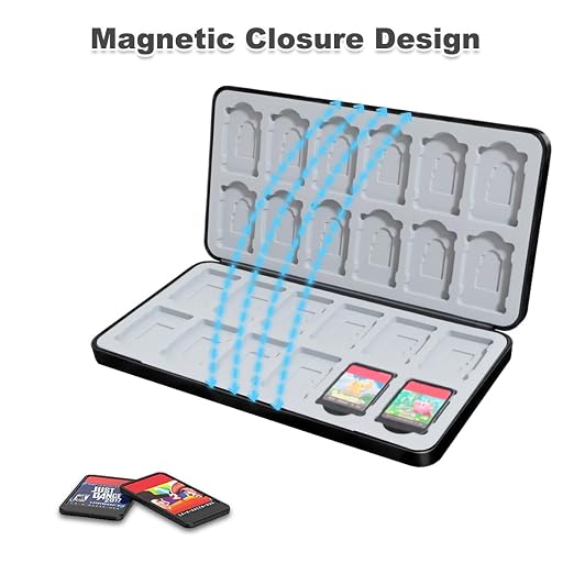 Game Card Case for Nintendo Switch/Switch 2/OLED/Lite, Portable Switch Game Case Magnetic Closure Games Holder with 24 Slots for Games Cards & SD Cards Durable Cartridge Cases Hard Shell, Black - Image 3