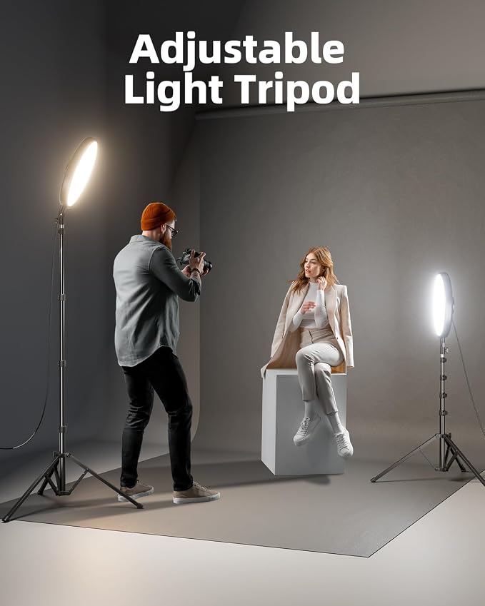 Large Ring Light with Stand, 72“ Tripod with Ring Light, 6500K Full-Screen Ringlight Tripod for iPhone with Phone Holder, Selfie Light for Makeup, Barber, Video Recording, Photography - Image 3