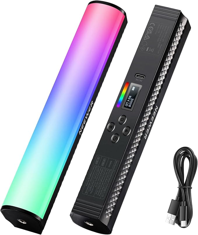 NEEWER TL20C RGB Light Wand Magnetic Handheld Photography Video Light Stick | 2500K-8500K Dimmable, CRI95+, Full Color LED Tube Light Bar with 2550mAh Battery, 17 Light Scenes for Vlog TikTok YouTube by Neewer