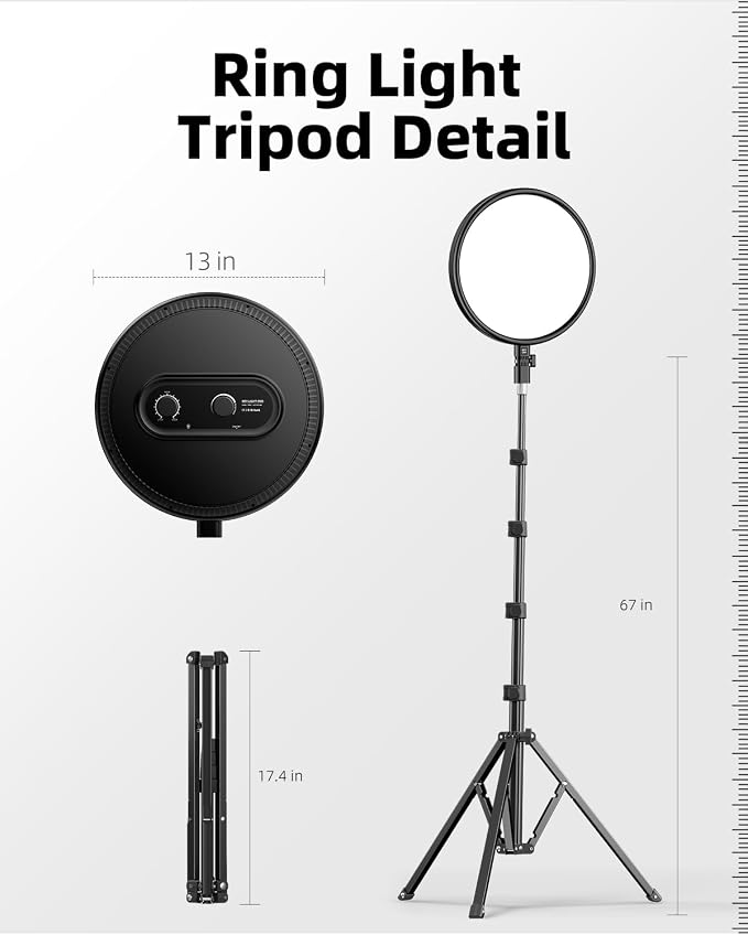 Large Ring Light with Stand, 72“ Tripod with Ring Light, 6500K Full-Screen Ringlight Tripod for iPhone with Phone Holder, Selfie Light for Makeup, Barber, Video Recording, Photography - Image 8