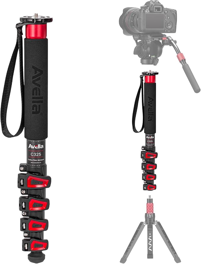 Avella C325 Carbon Fiber Camera Monopod, 58 Inch by AVELLA