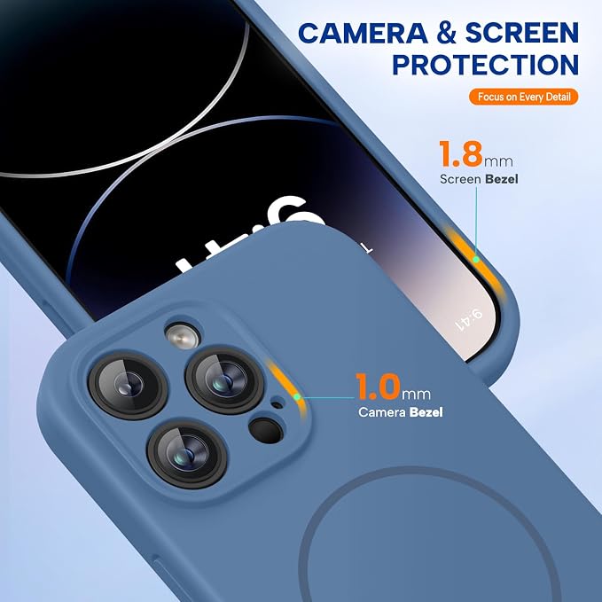 miracase Magnetic for iPhone 14 Pro Max Case, [Soft Anti-Scratch Microfiber Lining], Compatible with MagSafe, Silicone Shockproof Protection Phone Case for iPhone 14 Pro Max,Glass Blue - Image 7