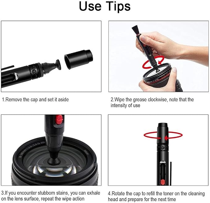 Professional Camera Cleaning Kit with Air Blower, Swabs, Pen, Cloth for Most Cameras, Mobile Phones, Laptops - Image 5
