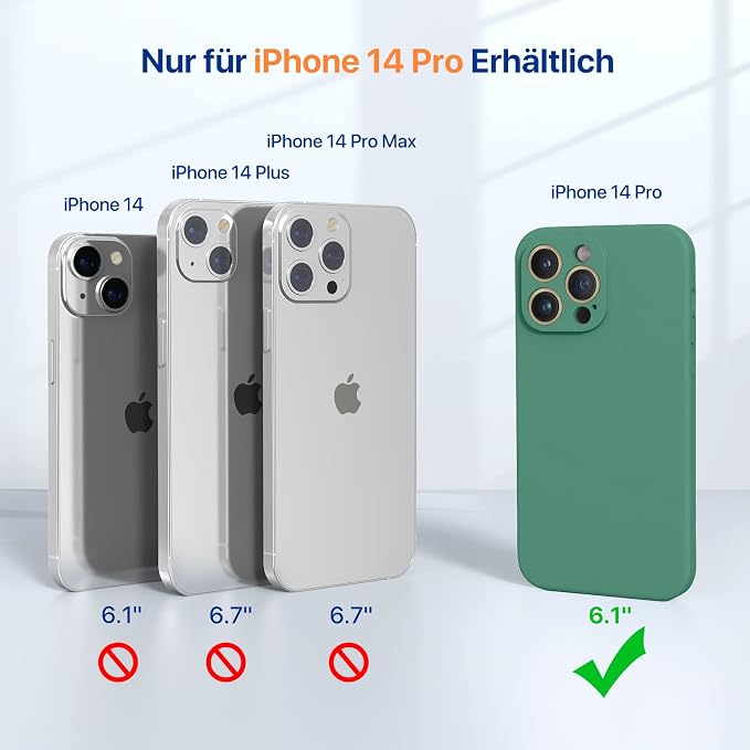 Miracase Silicone for iPhone 14 Pro Case, Acacia Green | Soft Anti-Scratch Microfiber Lining, Premium Silicone Cover Shockproof Drop Protection Phone Case for 14 Pro - Image 5