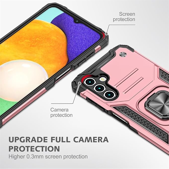 HNHYGETE for Samsung A13 5G Case, Galaxy A13 5G Case with Screen Protector, 360°Military Grade Rotatable Kickstand (Heavy Duty) Protective Cases for Samsung Galaxy A13 5G (Rose Gold) - Image 3