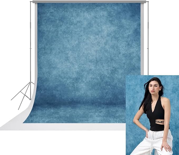 UrcTepics 6×8ft Abstract Blue Backdrop for School Portraits and Bussiness Headshots. Fabric Yearbook Photo Backdrop,Graduation and Audition Background. by UrcTepics