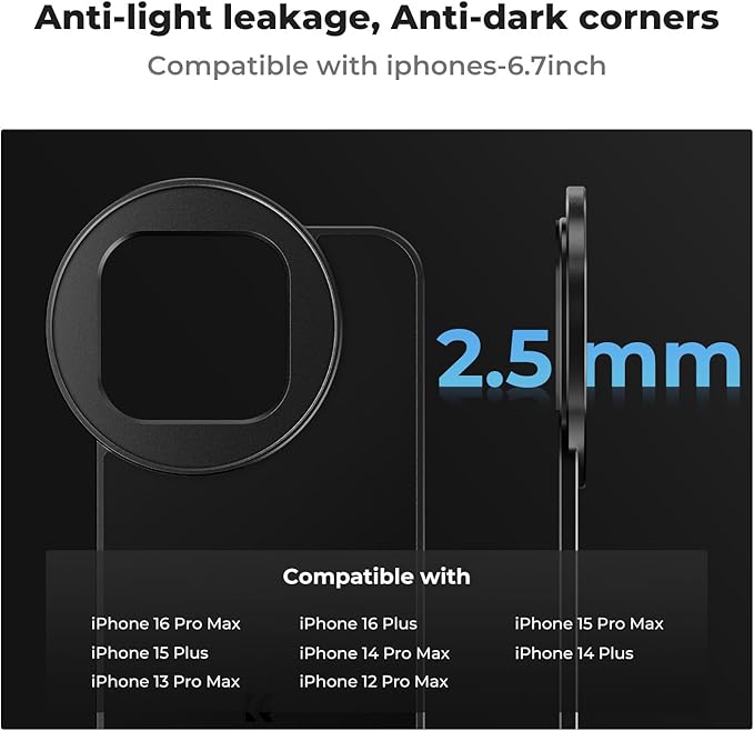 K&F CONCEPT 6.7inch Magnetic Lens Filter Mount Adapter with 67mm CPL Filter | Compatible with iPhone 16/15/14/13/12 Pro Max, 16/15/14 Plus, FA201 - Image 3