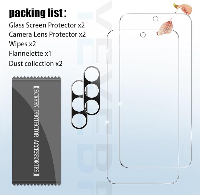 Galaxy S23 FE HD Clear Tempered Glass Screen Protector + Camera Lens Protectors, [2+2 Pack] [3D Glass] [Fingerprint Support] Screen Protector Glass For Samsung Galaxy S23 FE - Image 7